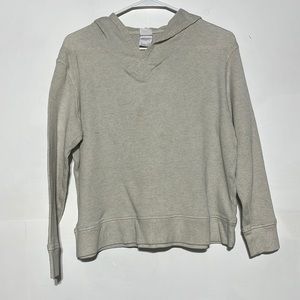 Wild Fable Beige Cream Waffle Knit Cropped Raw Hem Pullover Hoodie Size Large